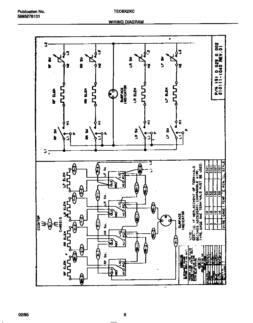 Tappan TEC6X2XCW2 wiring diagram diagram