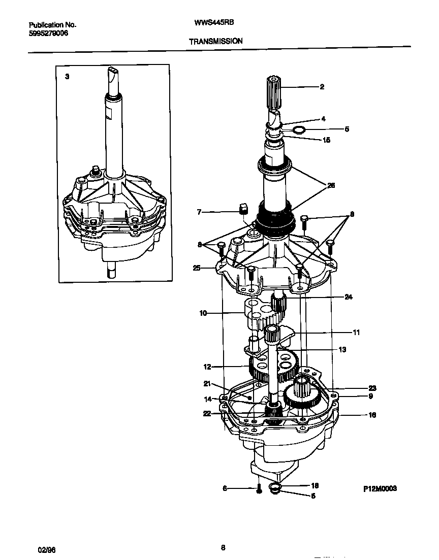White-Westinghouse WWS445RBD3 transmission diagram