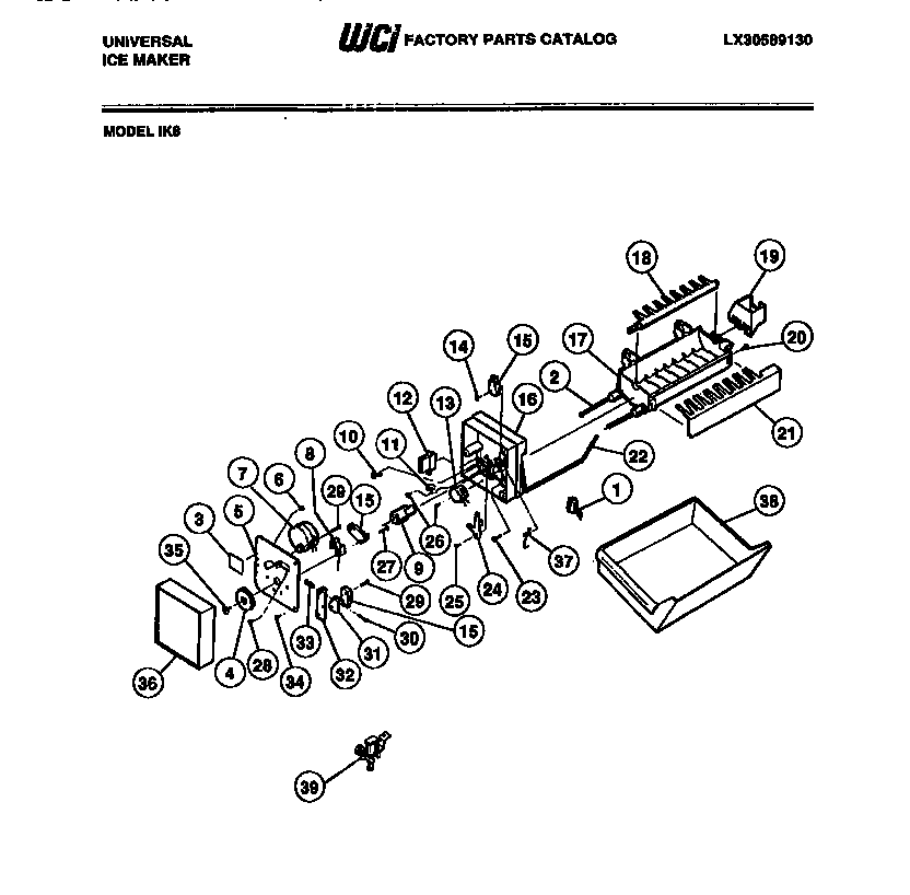 White-Westinghouse IK8 (M-1) icemaker assembly diagram