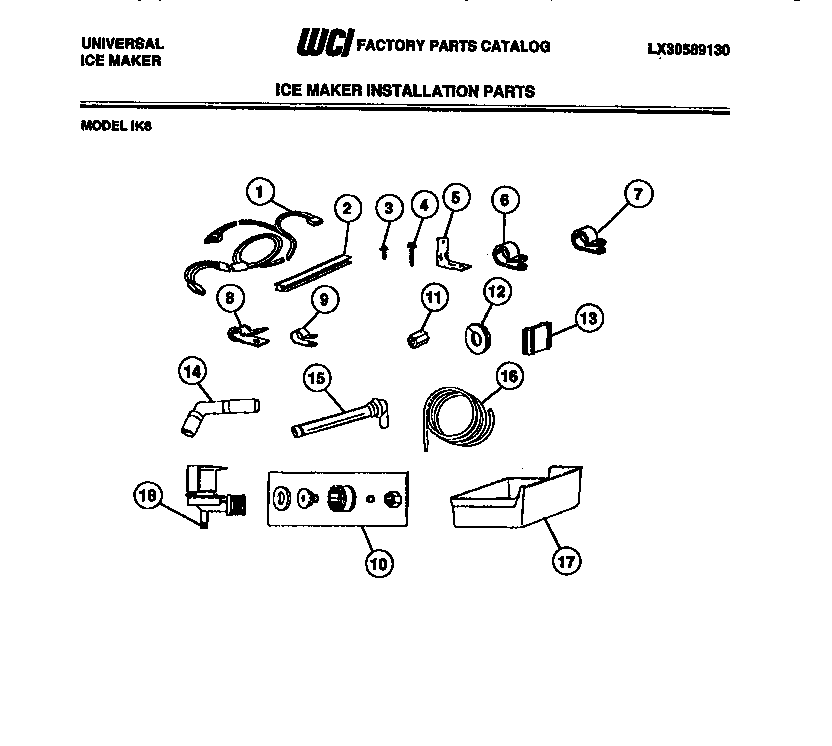 White-Westinghouse IK8 (M-1) installation, icemaker diagram