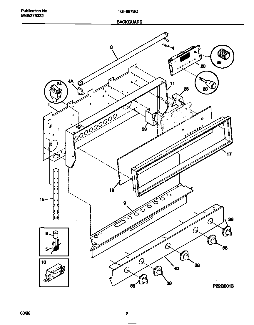 Tappan TGF657BCB1 backguard diagram