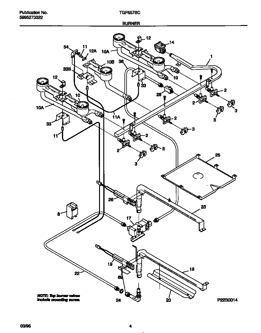 Tappan TGF657BCB1 burner diagram