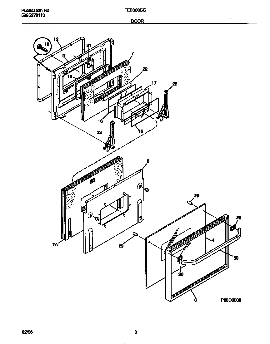 Frigidaire FEB386CCSB door diagram