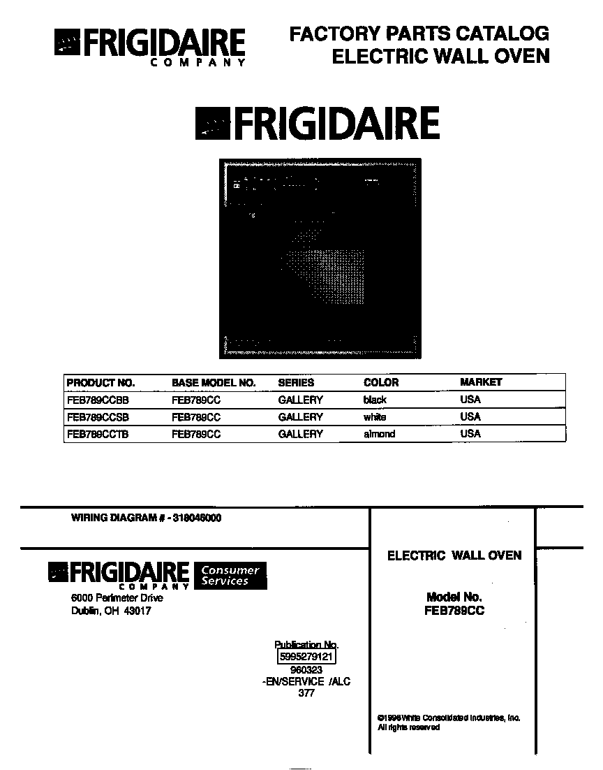 Frigidaire FEB789CCBB cover diagram