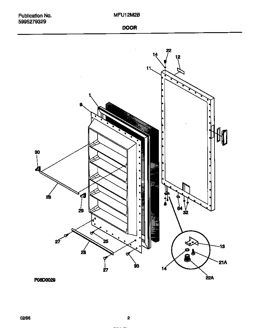 Universal/Multiflex (Frigidaire) MFU12M2BW3 door diagram