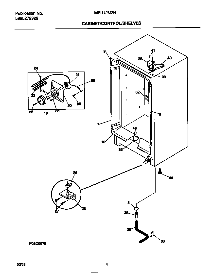 Universal/Multiflex (Frigidaire) MFU12M2BW3 cabinet/control/shelves diagram