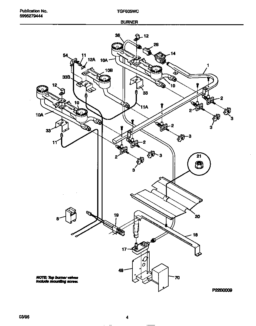 Tappan TGF605WCW2 burner diagram