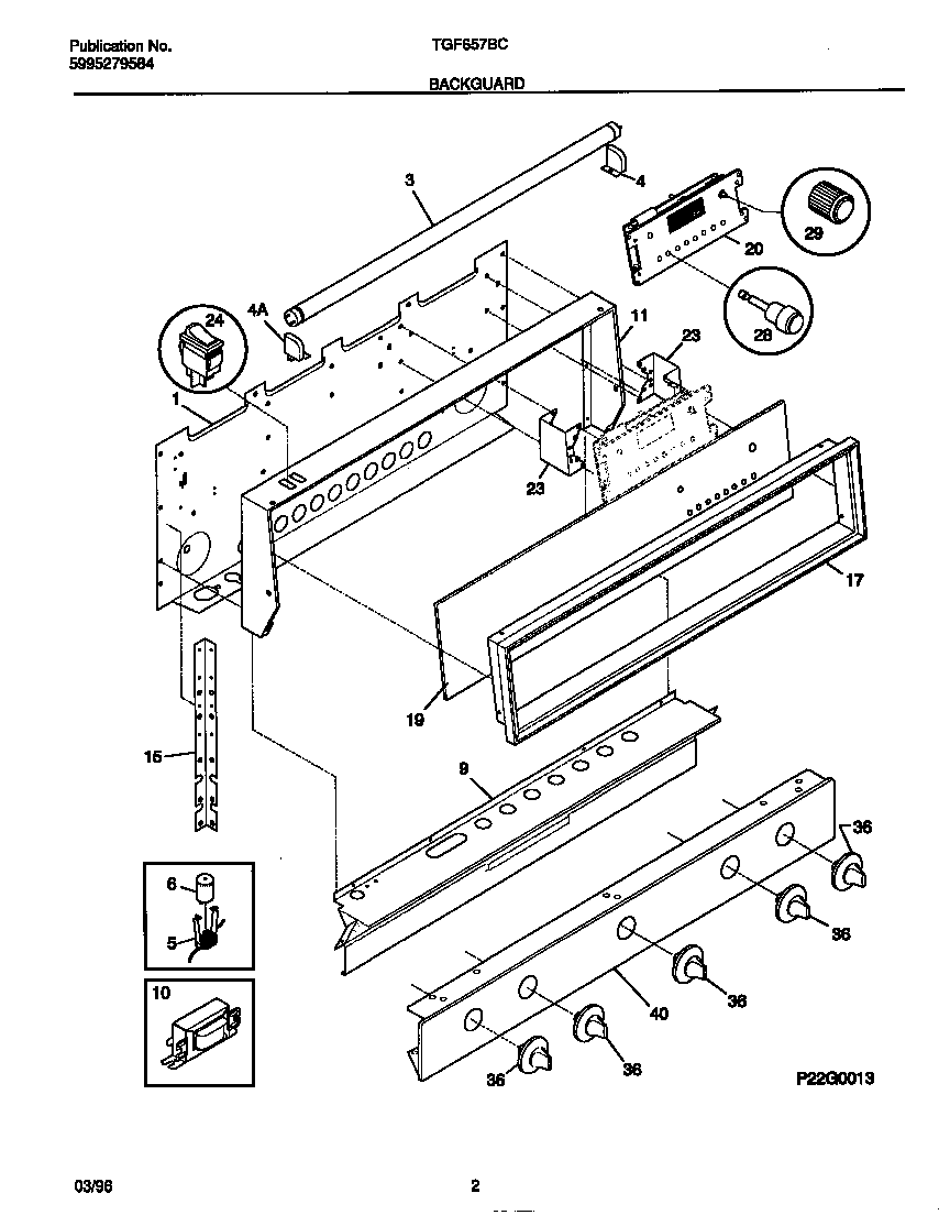 Tappan TGF657BCB2 backguard diagram