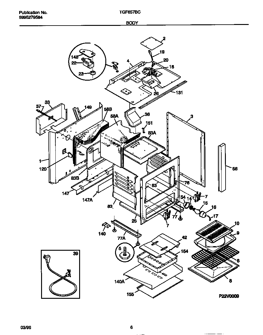 Tappan TGF657BCB2 body diagram