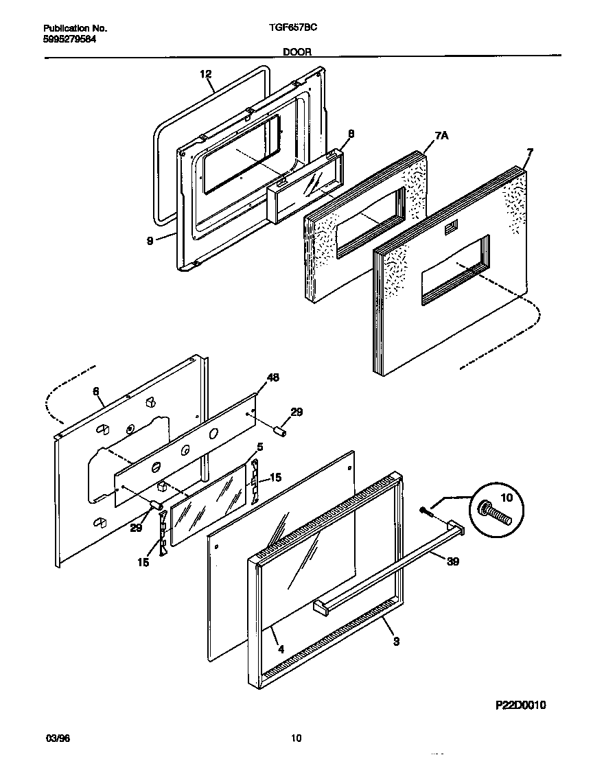Tappan TGF657BCB2 door diagram