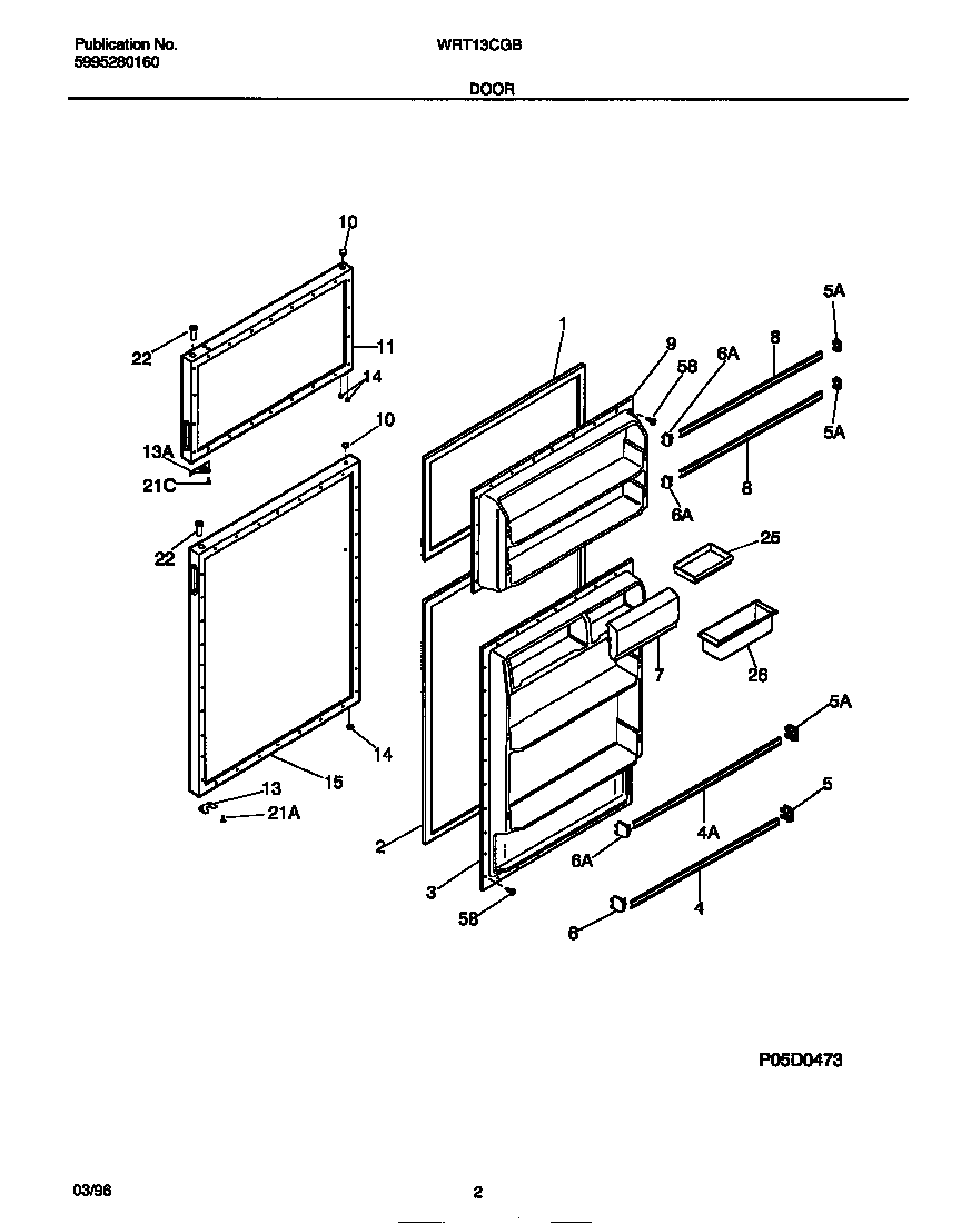 White-Westinghouse WRT13CGBZ3 door diagram