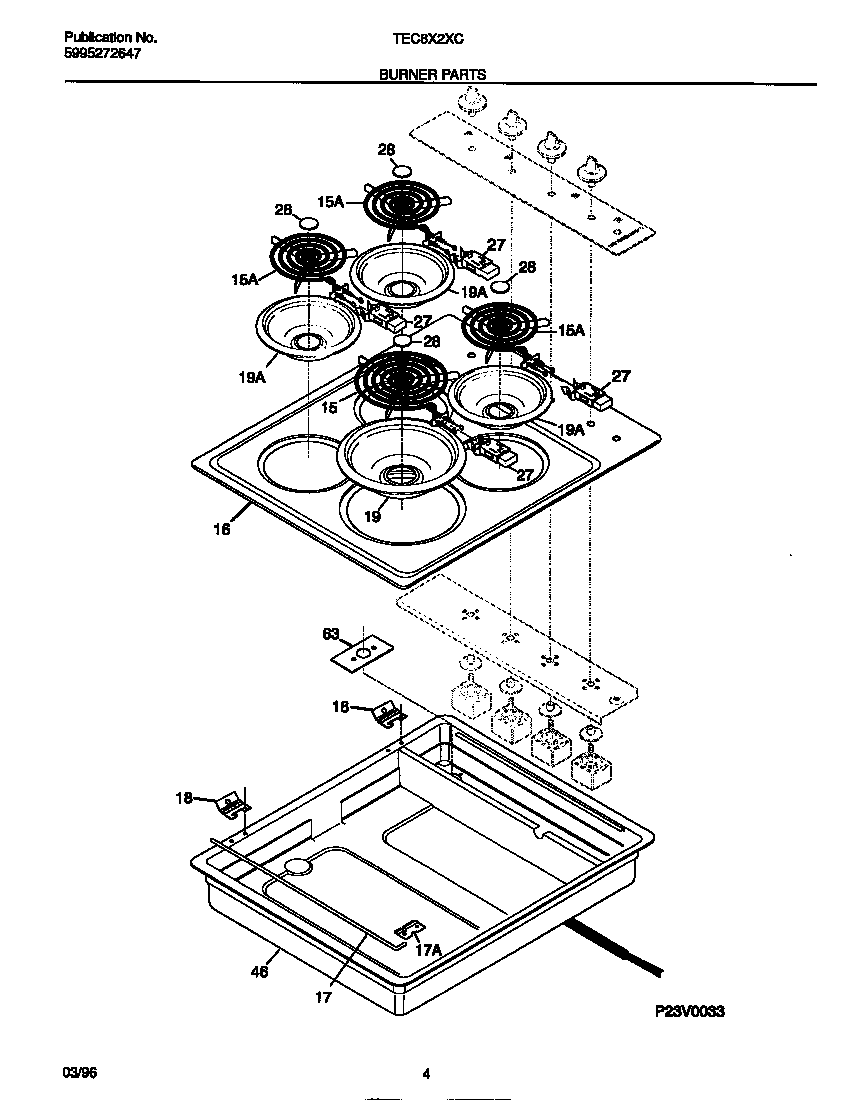 Tappan TEC8X2XCDA burner parts diagram