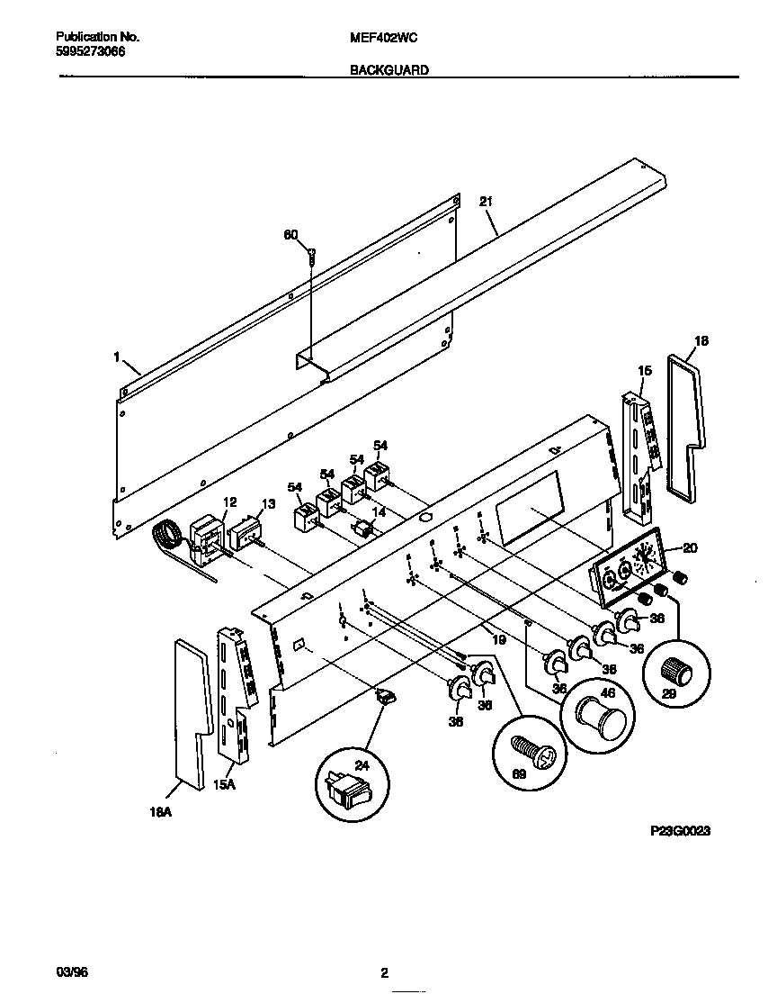 Universal/Multiflex (Frigidaire) MEF402WCW1 backguard diagram