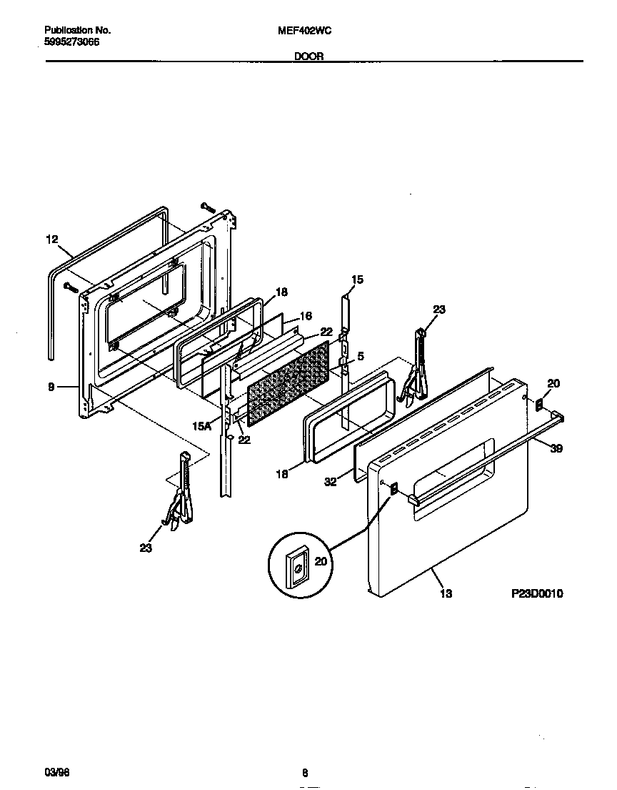 Universal/Multiflex (Frigidaire) MEF402WCW1 door diagram