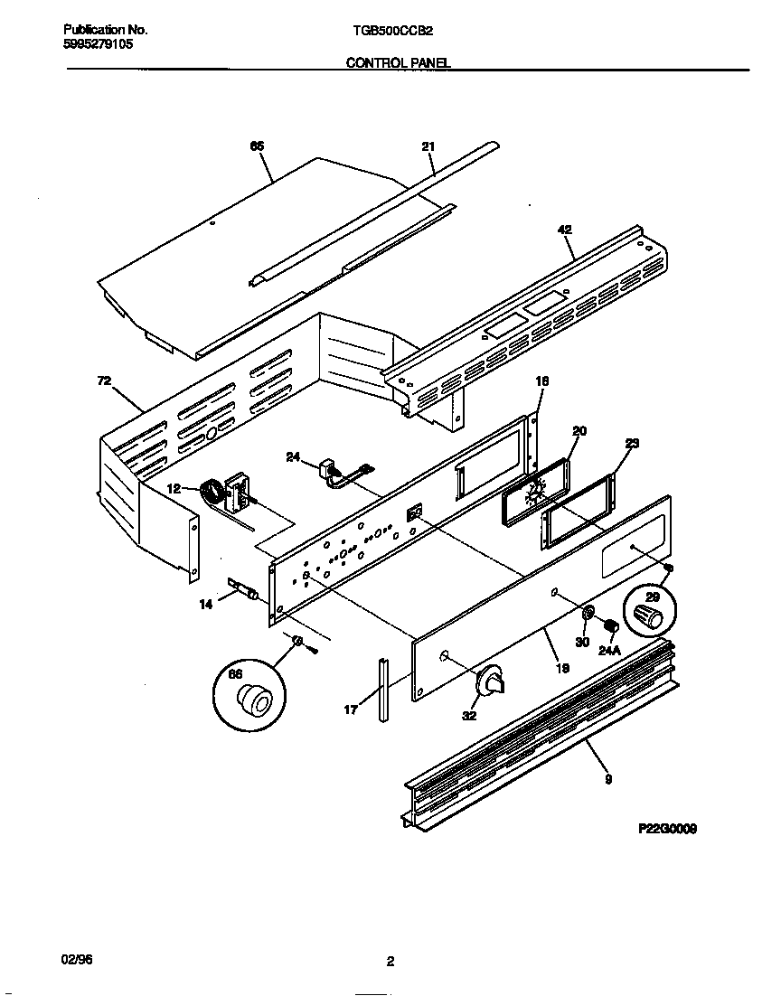 Tappan TGB500CCB2 control panel diagram