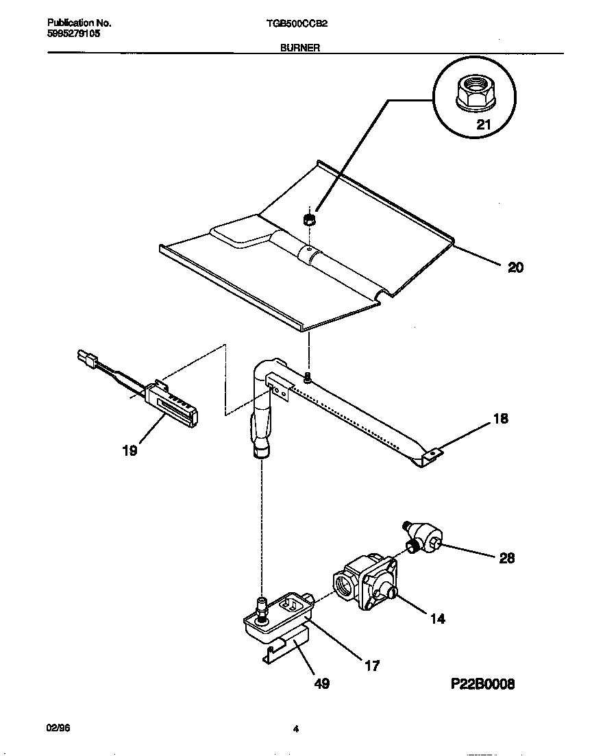 Tappan TGB500CCB2 burner diagram