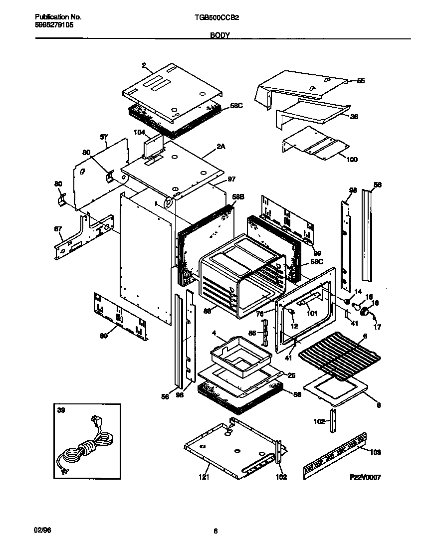 Tappan TGB500CCB2 body diagram