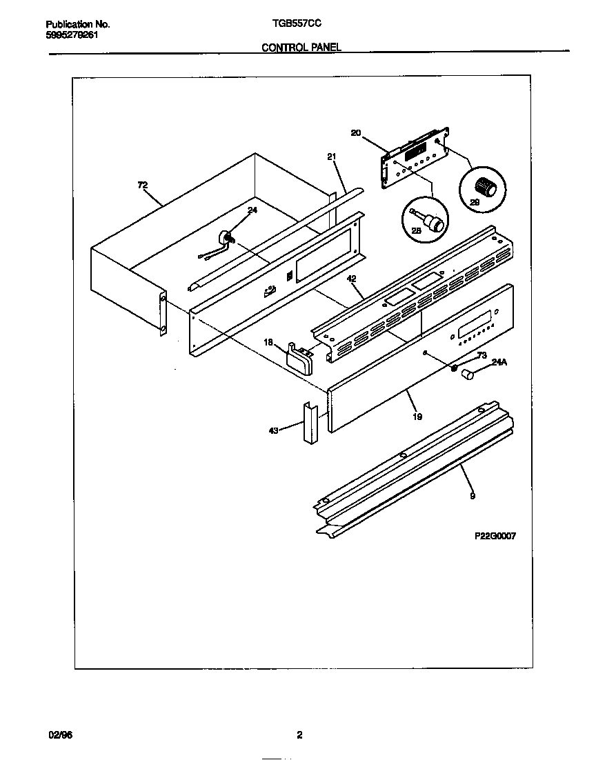 Tappan TGB557CCS2 control panel diagram