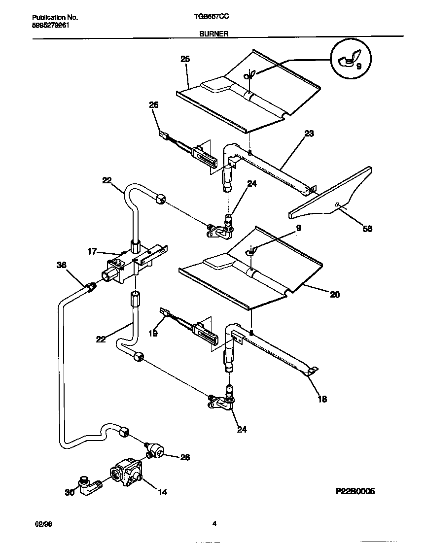 Tappan TGB557CCS2 burner diagram