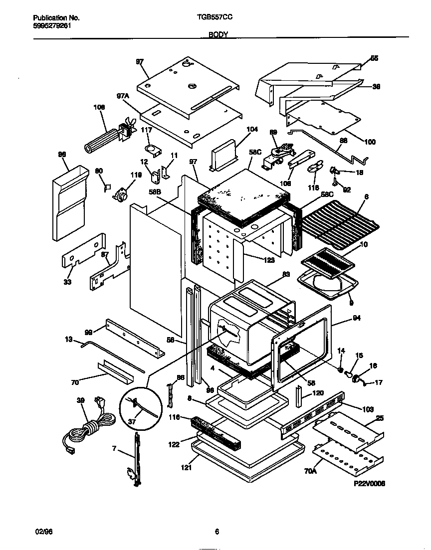 Tappan TGB557CCS2 body diagram