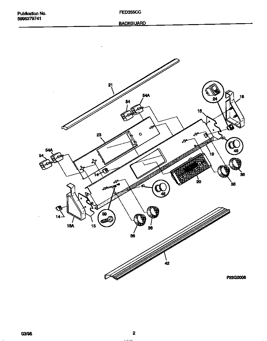 Frigidaire FED355CCSD backguard diagram