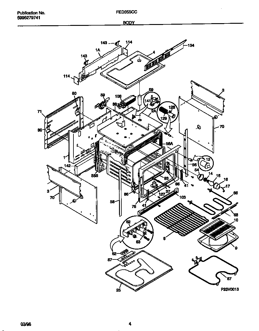 Frigidaire FED355CCSD body diagram
