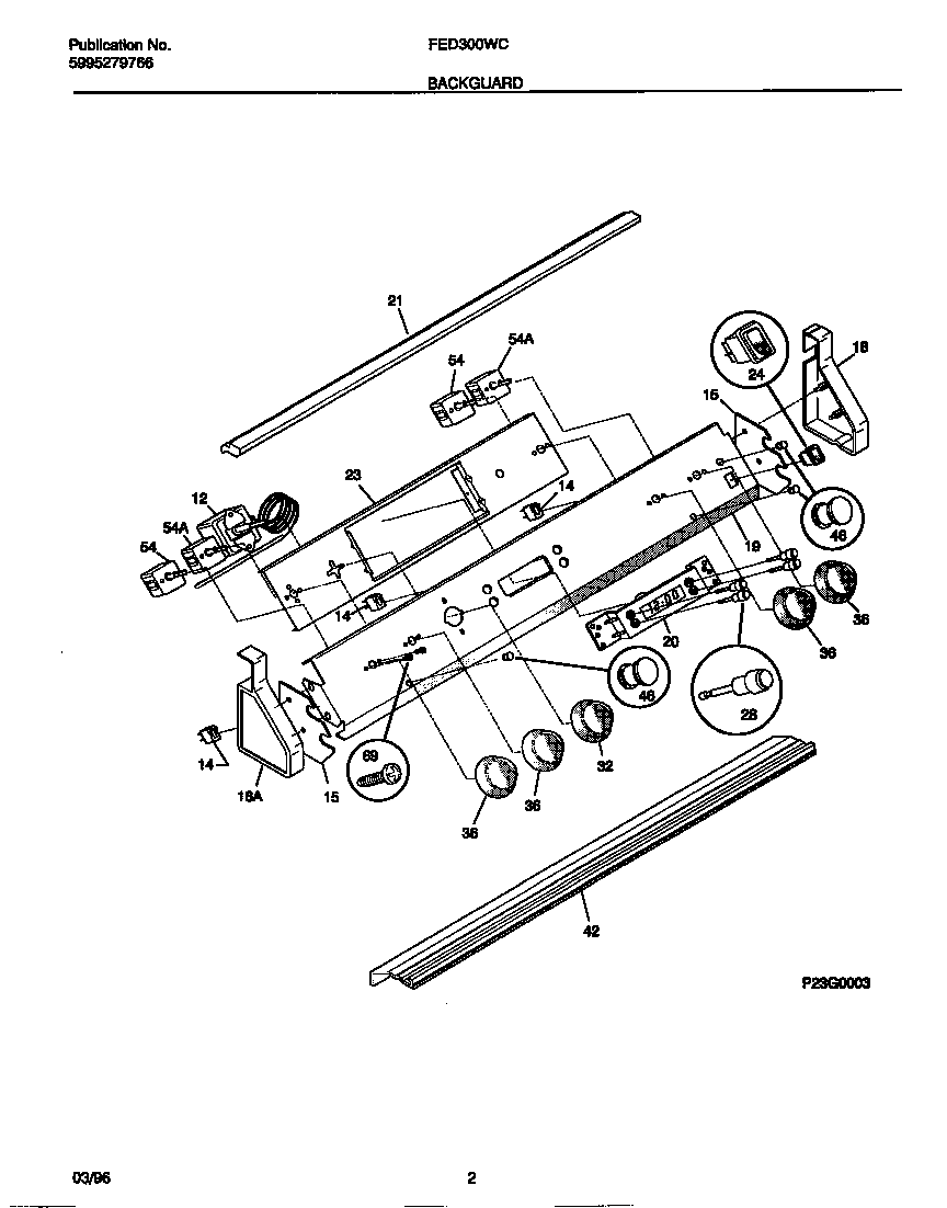 Frigidaire FED300WCWD backguard diagram