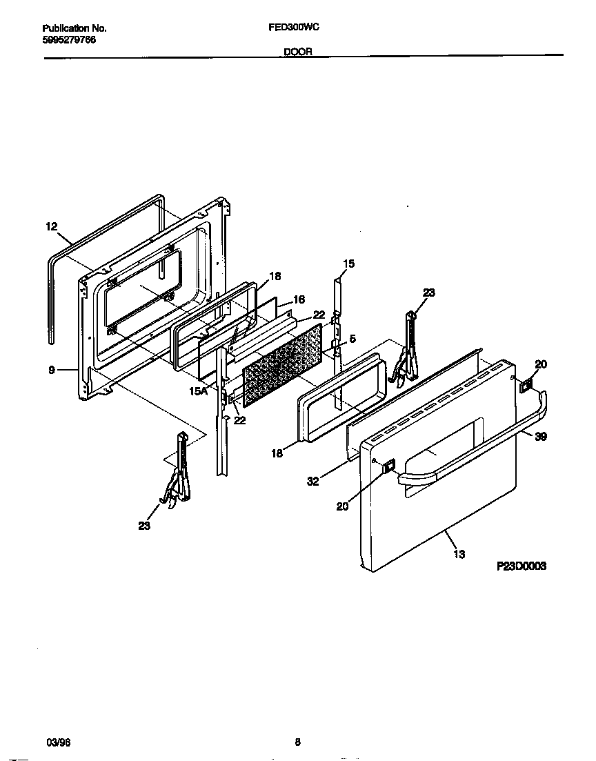 Frigidaire FED300WCWD door diagram