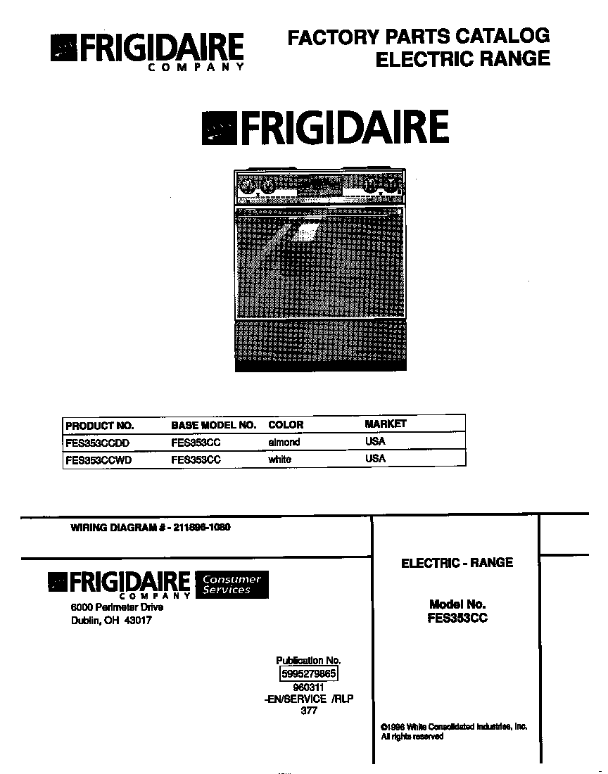 Frigidaire FES353CCWD cover diagram
