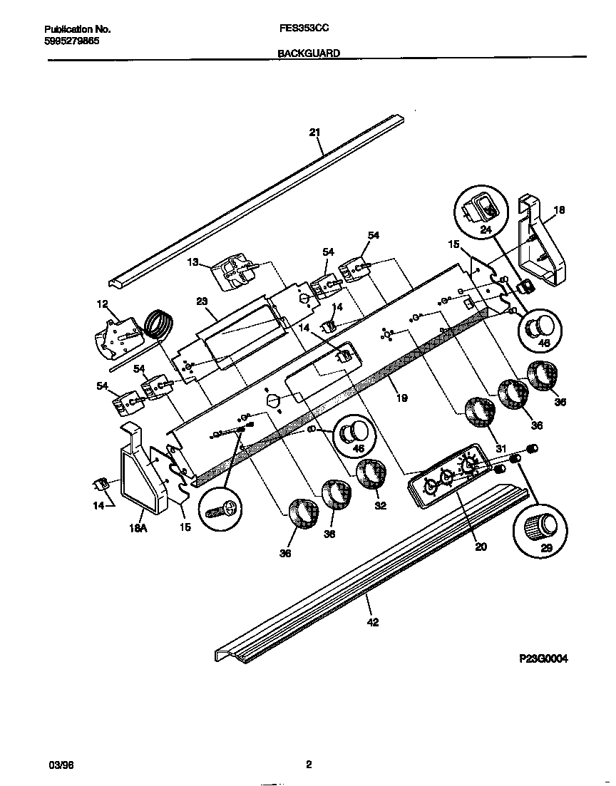 Frigidaire FES353CCWD backguard diagram