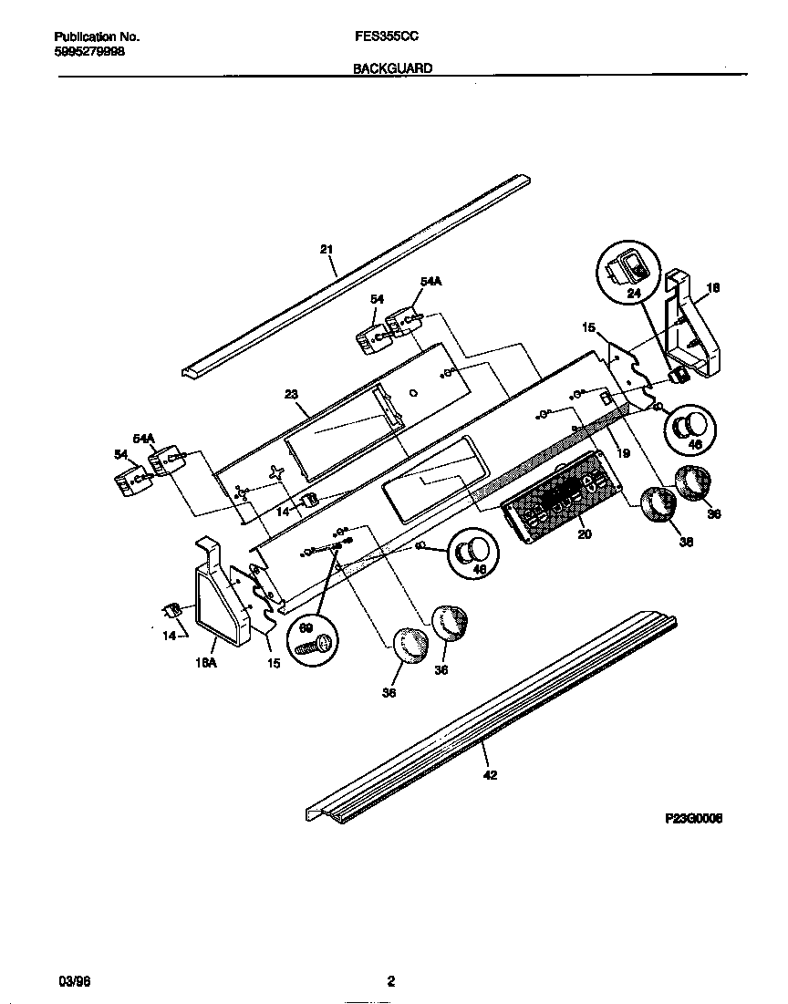 Frigidaire FES355CCSD backguard diagram