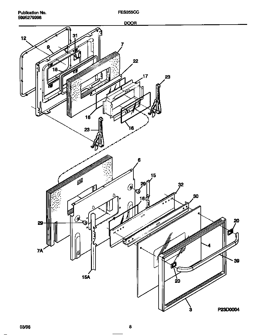 Frigidaire FES355CCSD door diagram