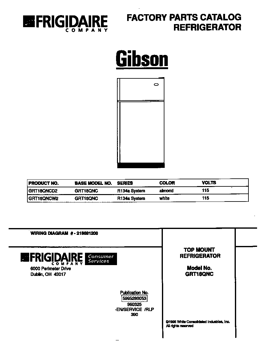 Gibson GRT18QNCW2 cover diagram