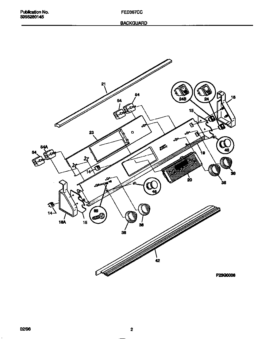 Frigidaire FED367CCSD backguard diagram