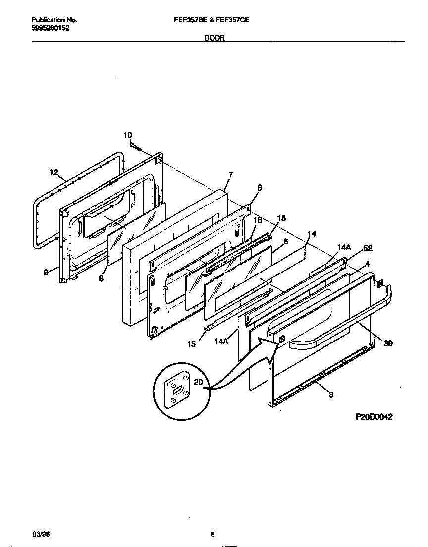 Frigidaire FEF357CESA door diagram