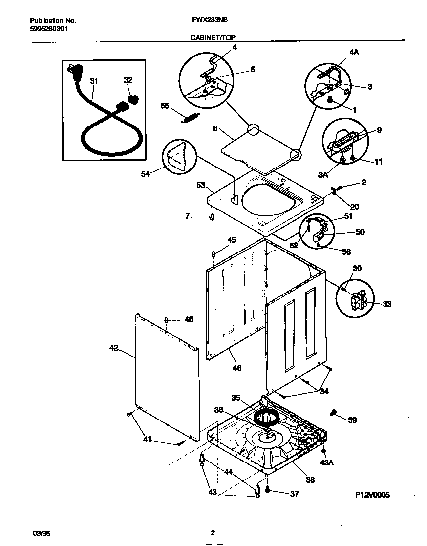 Frigidaire FWX233NBS3 cabinet/top diagram