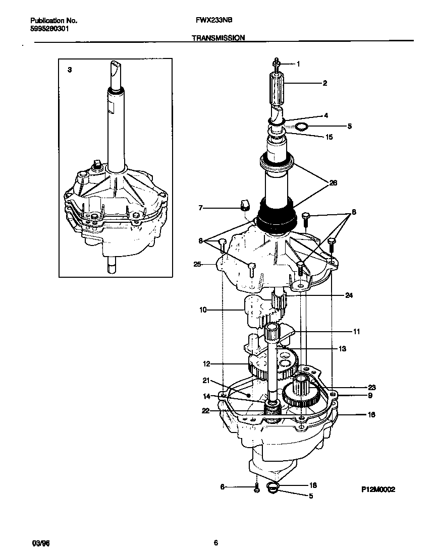 Frigidaire FWX233NBS3 transmission diagram