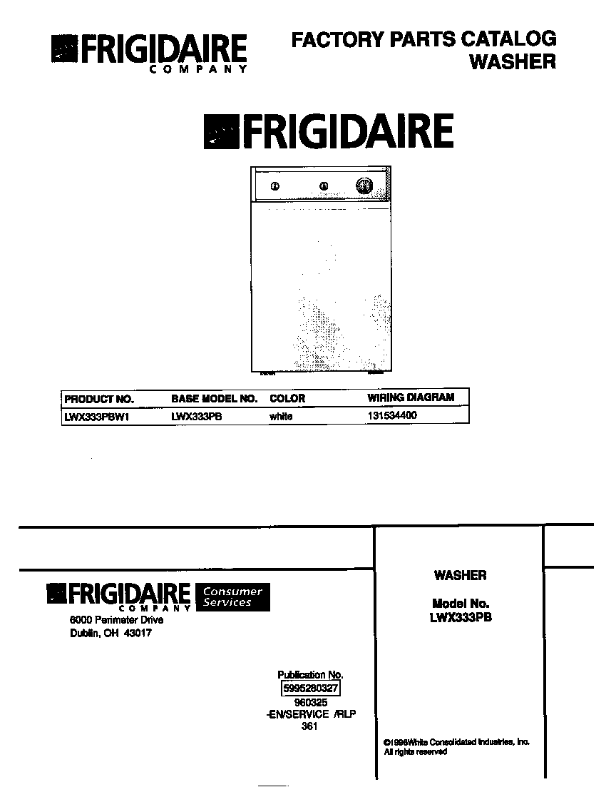 Frigidaire LWX333PBW1 cover diagram