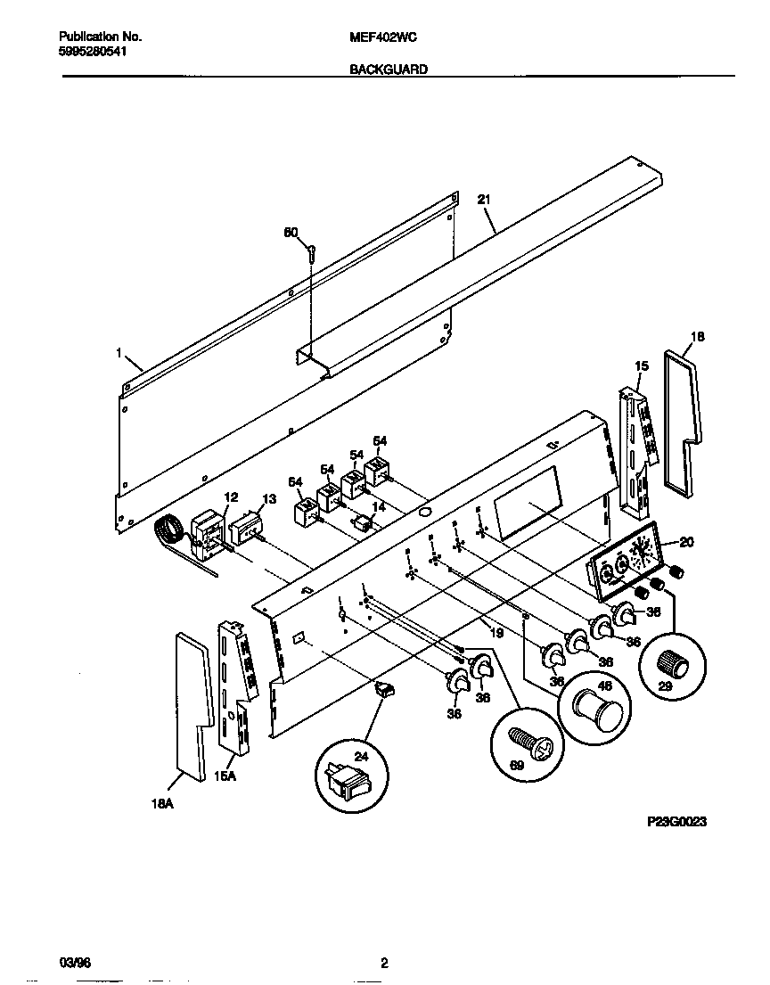 Universal/Multiflex (Frigidaire) MEF402WCD2 backguard diagram