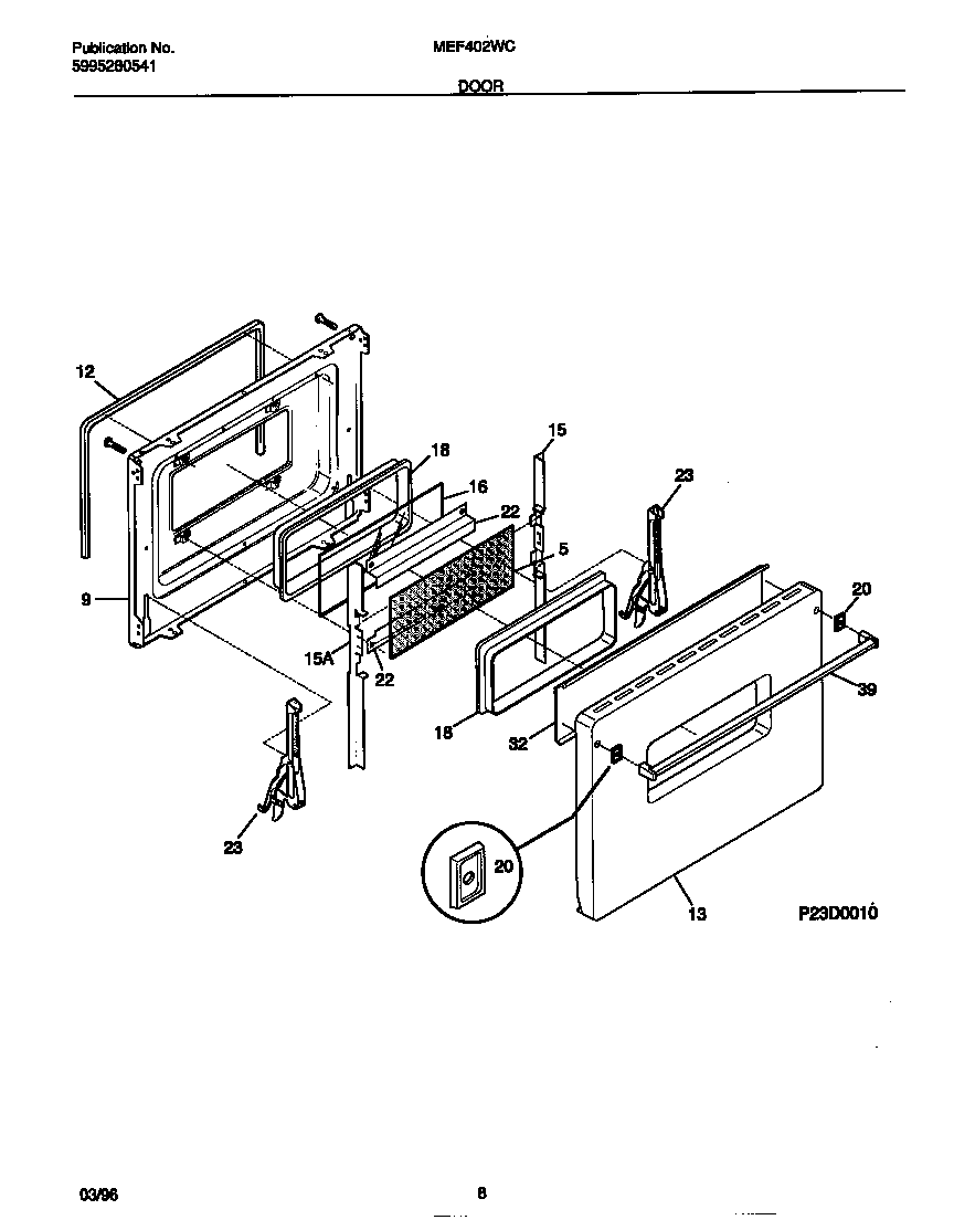 Universal/Multiflex (Frigidaire) MEF402WCD2 door diagram