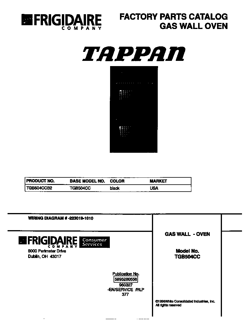 Tappan TGB504CCB2 cover diagram