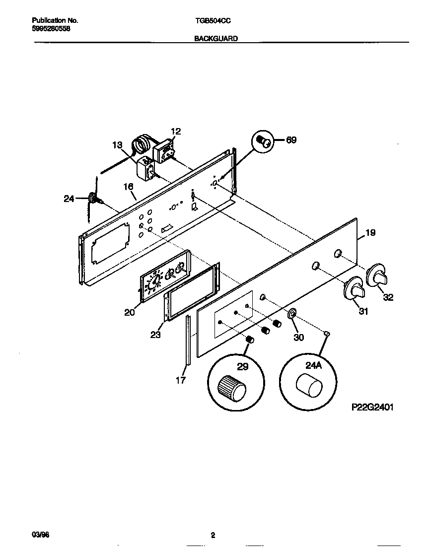 Tappan TGB504CCB2 backguard diagram