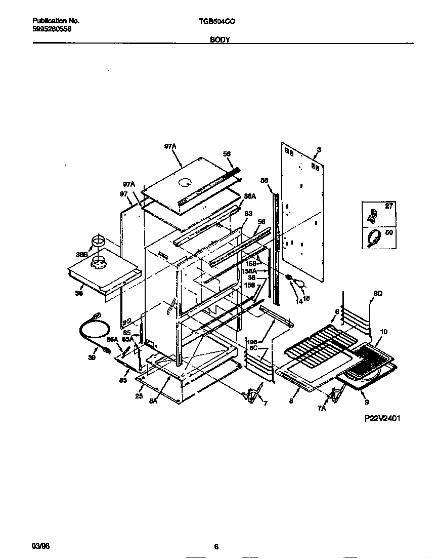 Tappan TGB504CCB2 body diagram