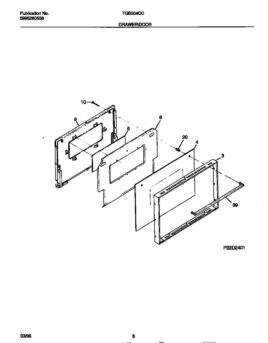 Tappan TGB504CCB2 drawer/door diagram