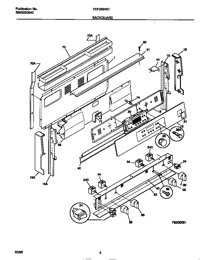 Frigidaire FEF388WCCD backguard diagram