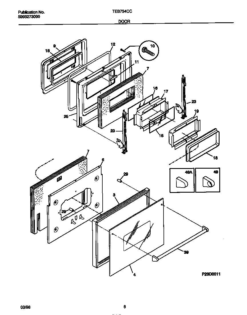 Tappan TEB754CCSA door diagram