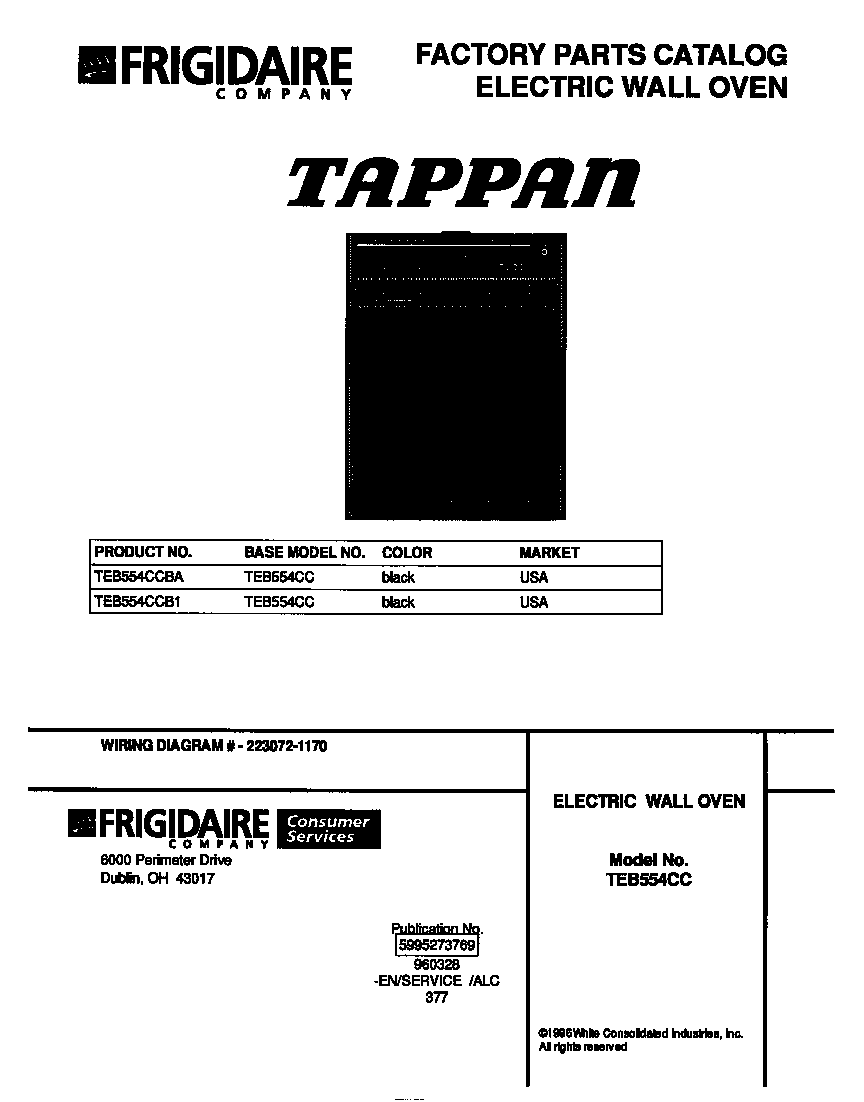 Tappan TEB554CCB1 cover diagram