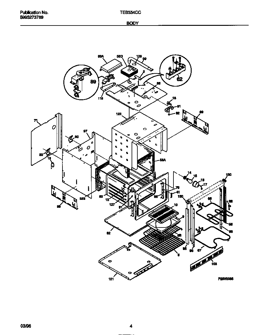Tappan TEB554CCB1 body diagram