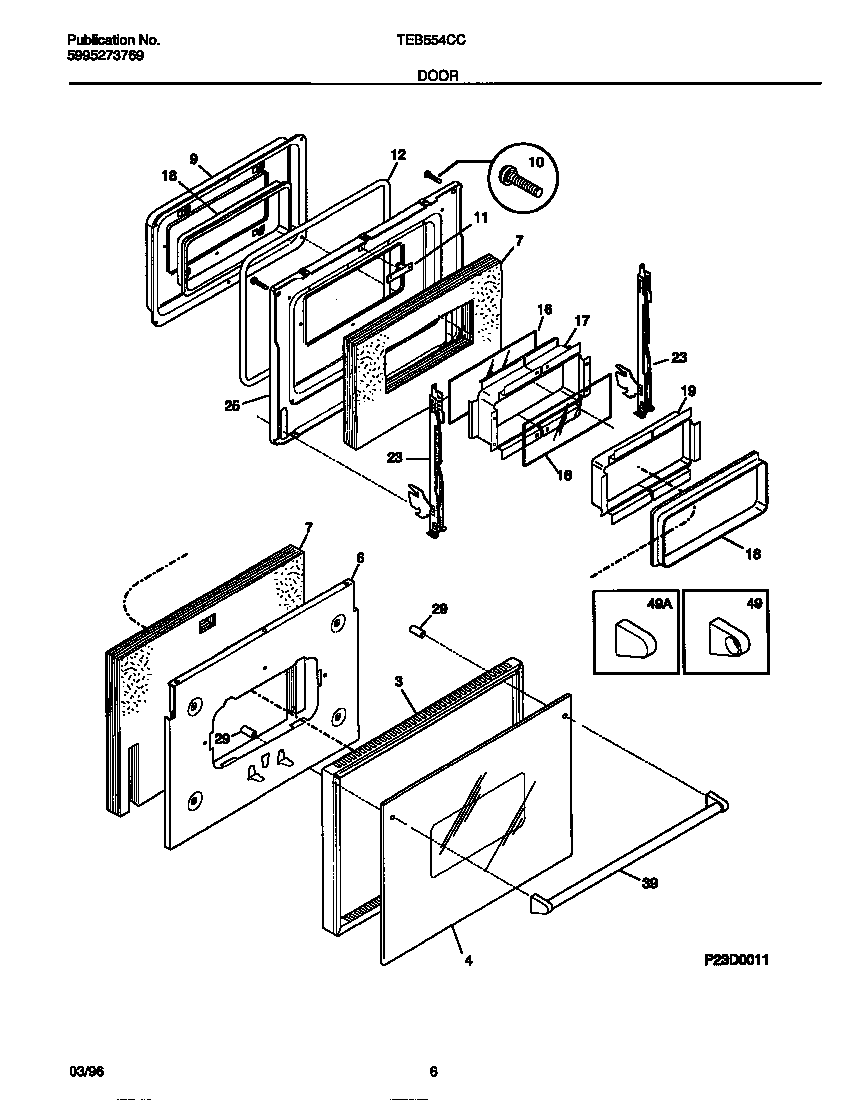 Tappan TEB554CCB1 door diagram