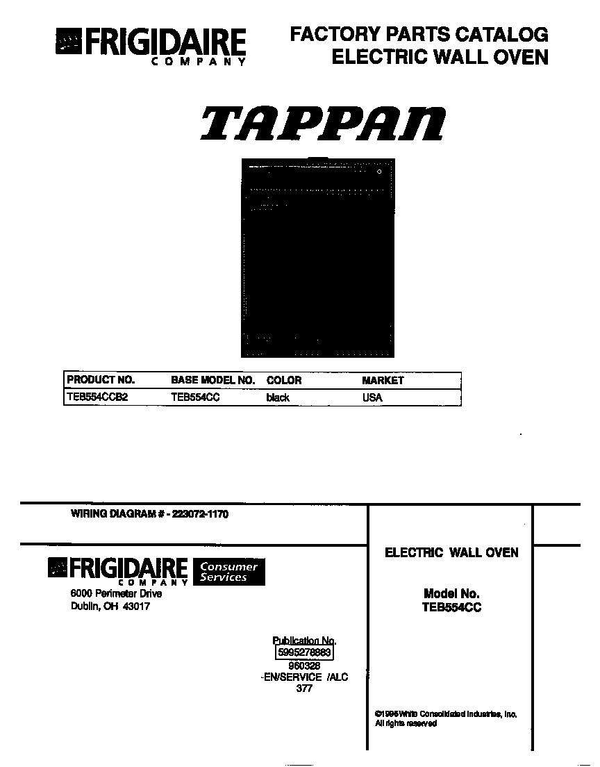 Tappan TEB554CCB2 cover diagram
